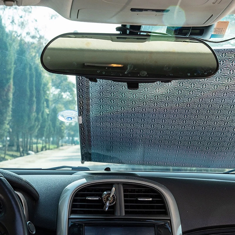Kaca Tirai Gulung Roll Pelindung Panas Dashboard Motif Hitam Polos — 8