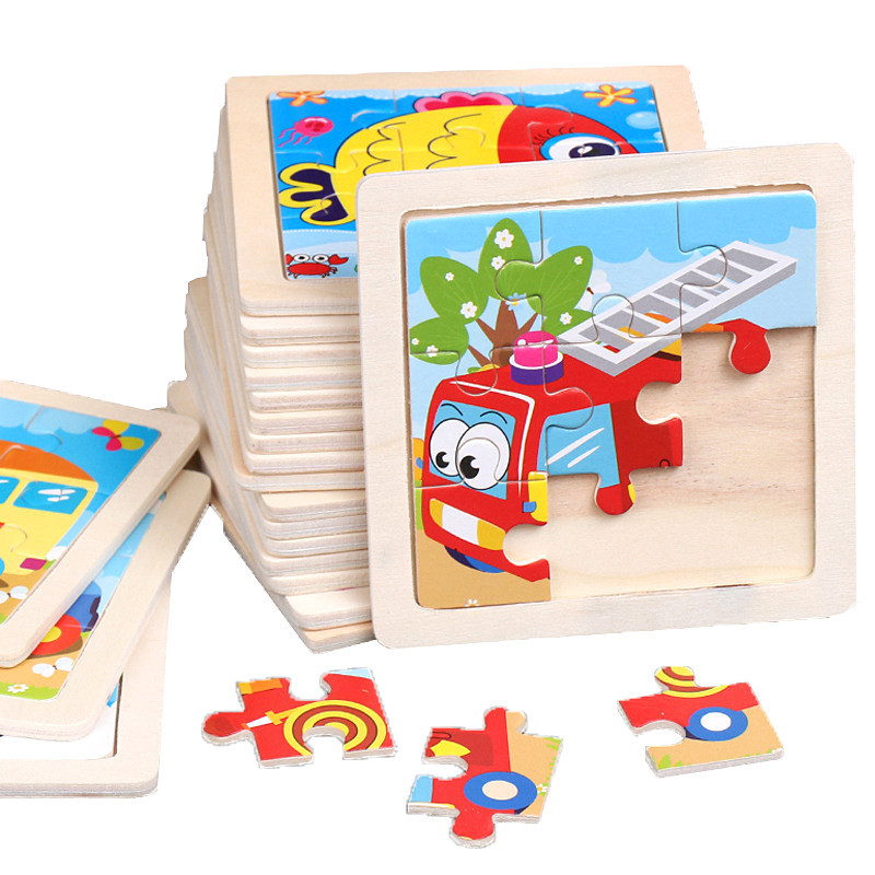 Mainan Edukasi Anak MINI WOODEN PUZZLE Jigsaw Kubus Kayu 10.5x10.5cm — 8