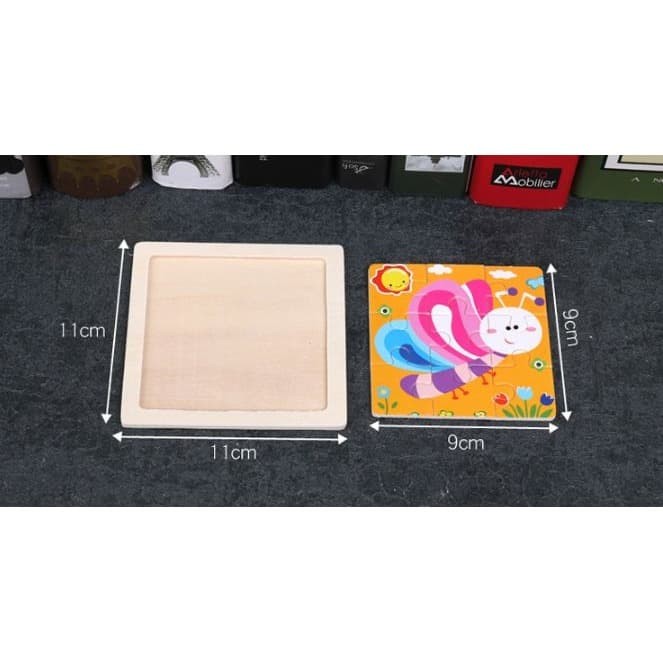 Mainan Edukasi Anak MINI WOODEN PUZZLE Jigsaw Kubus Kayu 10.5x10.5cm — 3