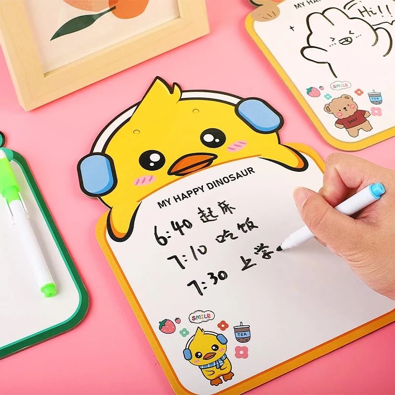 Papan Tulis Anak Whiteboard Belajar Karakter Lucu Spidol Cardboard — 7