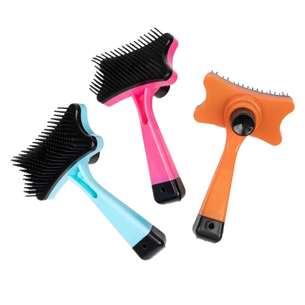 Sisir Grooming Brush Anjing Kucing Kelinci Self Quick Cleaning Praktis — 8