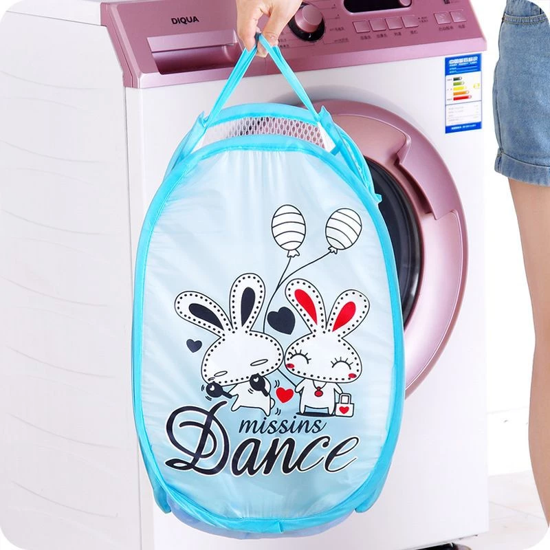 Keranjang Cucian Pakaian Baju Kotor Lipat Karakter Laundry Bag Nylon — 4