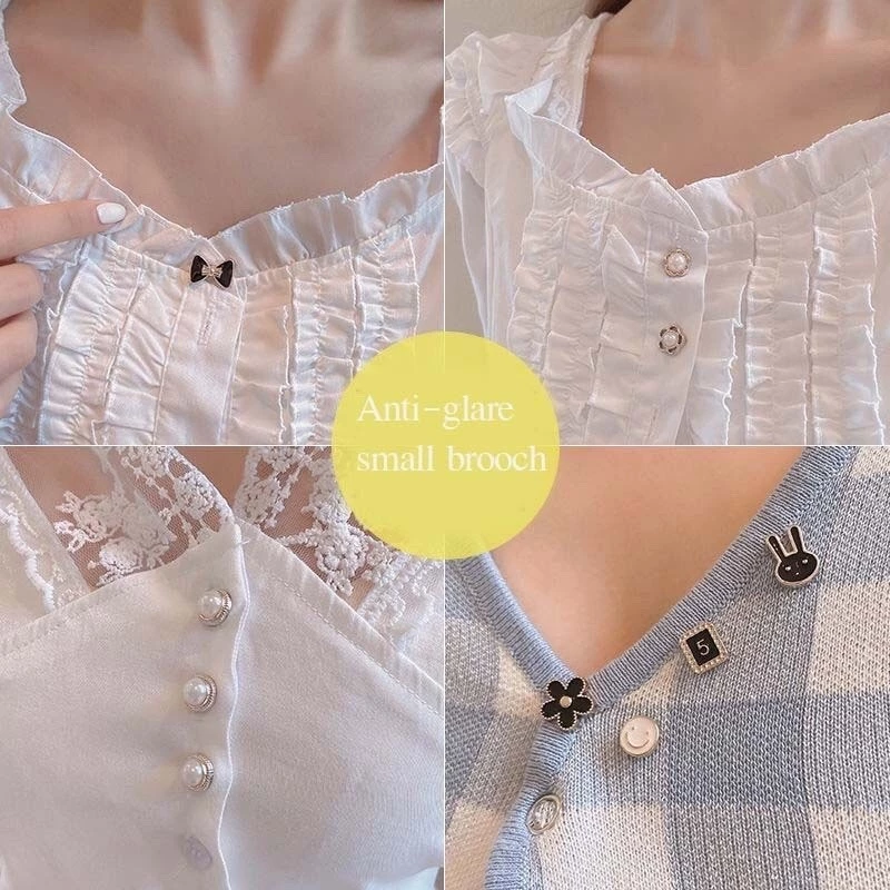 Set Bros Pin 10 in 1 Kancing Bunga Bintang Kelinci Aneka Fashion Korea — 4