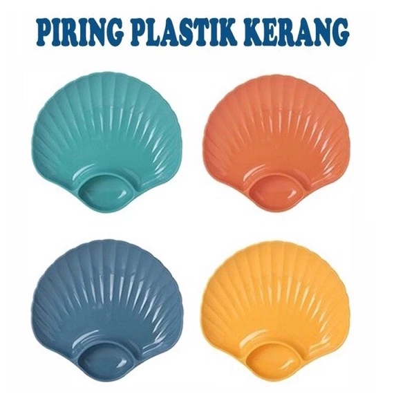 Piring Plastik Model Kerang 2in1 Sekat Pemisah Saos Wadah Snack