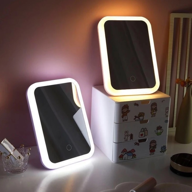 Cermin Make up LED Touch Screen Portable Aesthetic 3 Tingkat Kecerahan — 5