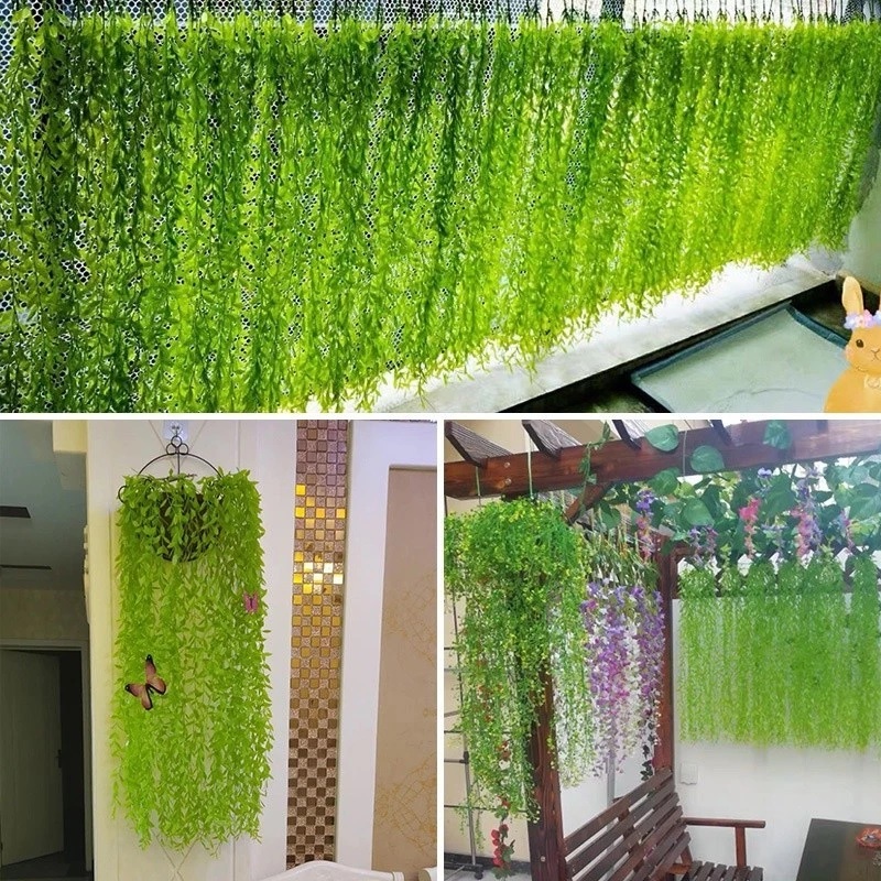 Daun Rambat Juntai Tanaman Plastik In Interior Hiasan Dinding Sintetis — 8