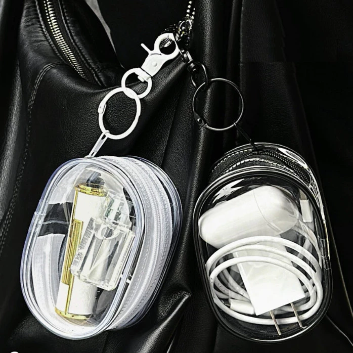 Mini Pouch Polos Aesthetic Transparan Tempat Charger Multifungsi PVC — 3