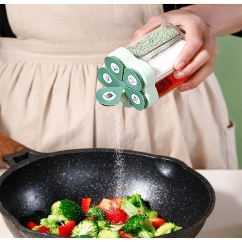 Tempat Penyimpanan Rak Bumbu Dapur Tabur Sekat Garam Merica Bunga 5in1 — 6
