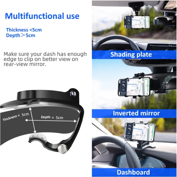 Stand Holder Mobil HP HD35 3-in-1 dengan Jepit Untuk Mobil — 7