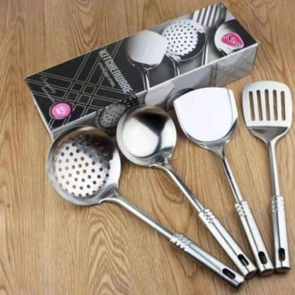 Set Spatula Alat Masak 4in1 Sederhana Stainless Steel Tebal 4pcs — 4