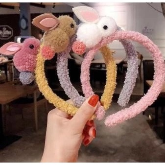 Bando Kelinci Bulu Aksesoris Lucu Cute Hiasan Rambut Fashion Korea — 9