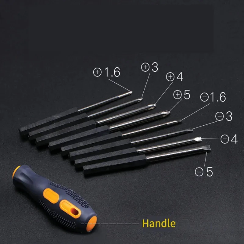 Obeng Set 9in1 Plus Minus Tool Kit Alat Pembuka Skrup Baut Jam Tangan — 3