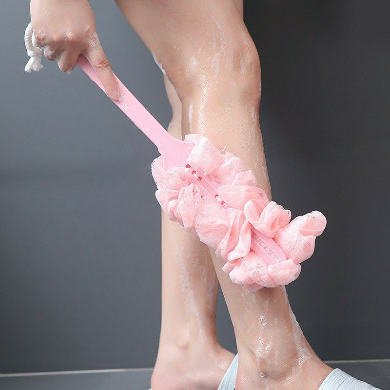 Spons Gagang Panjang Mandi Sikat Gosok Punggung Lembut Shower Puff — 7