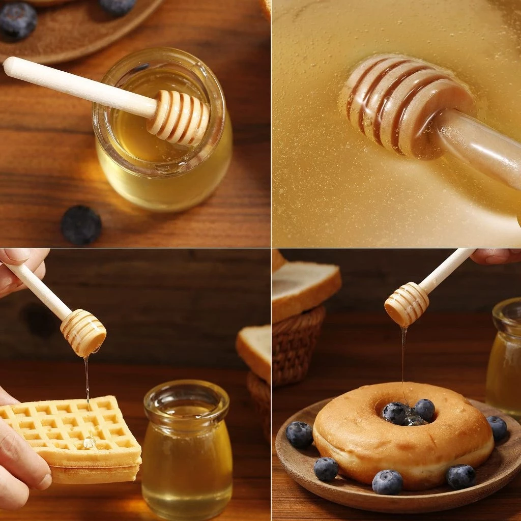 Sendok Stik Stick Kayu Adukan Madu Food Grade Honey Dipper Spoon - Kayu — 5