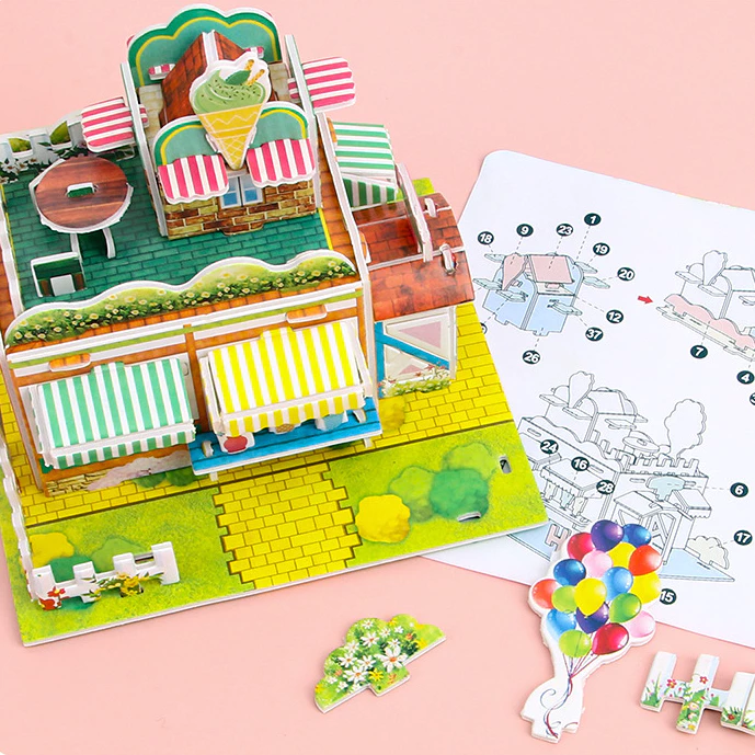 Puzzle Mainan Edukasi Anak 3D Paper House Melatih Kreativitas Anak — 3