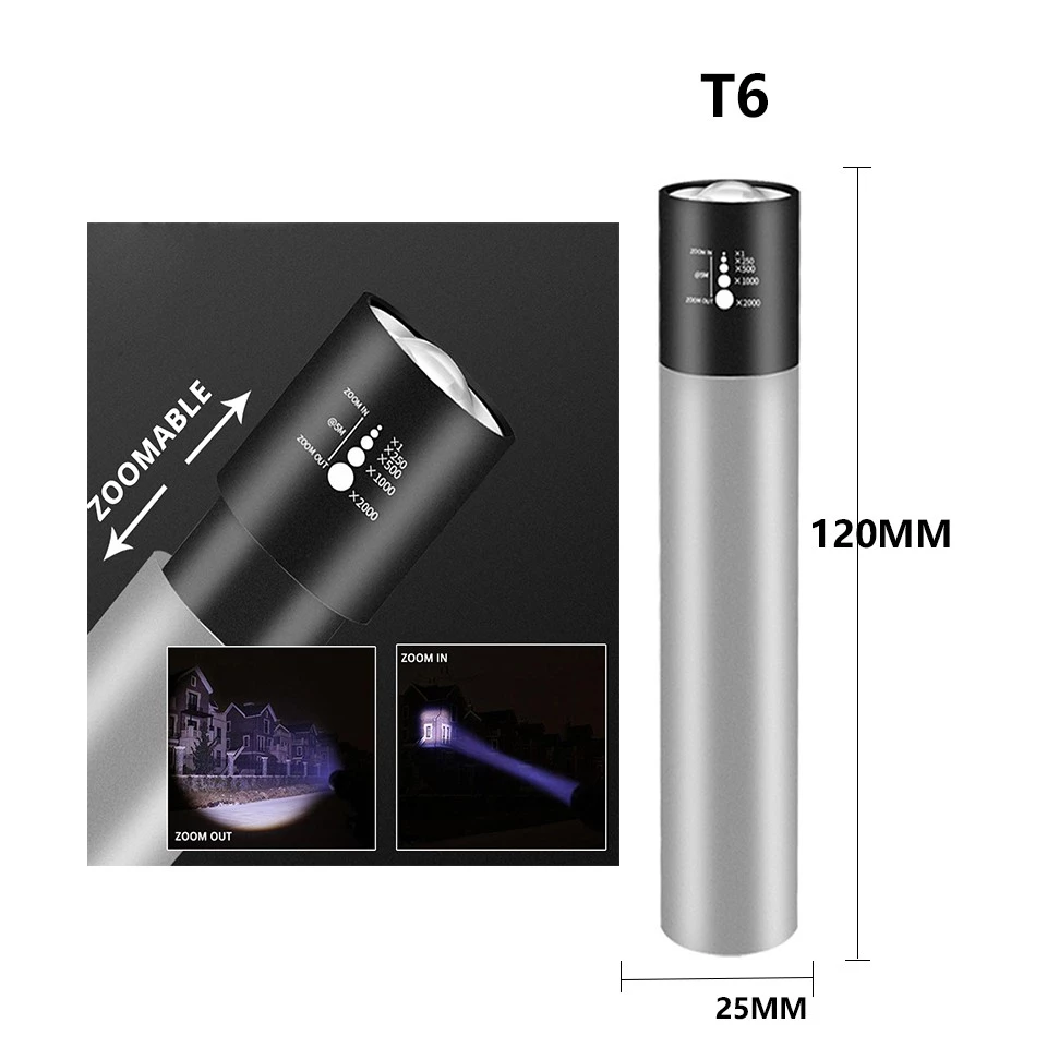 Senter LED Mini USB Rechargeable dengan Powerbank 1200mAh — 7