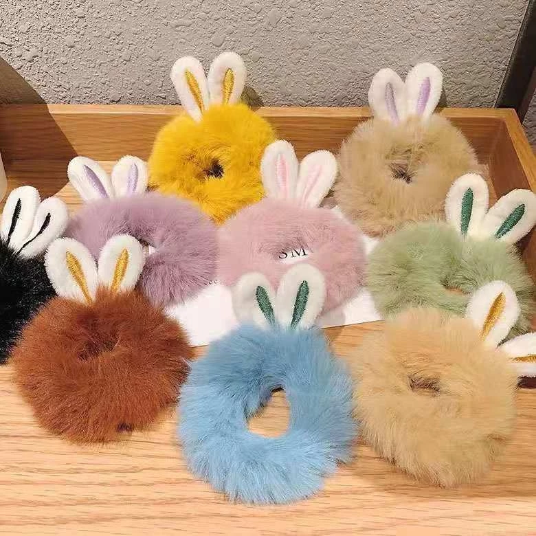 Ikat Rambut Anak Perempuan Telinga Kelinci Rabbit Bulu Halus Aesthetic — 10