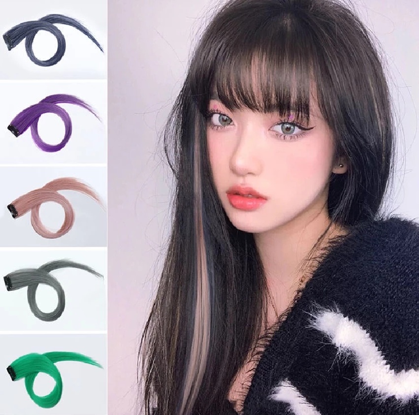 Hair Clip Wig Jepit Rambut Palsu Warna Fashion Highlight — 7