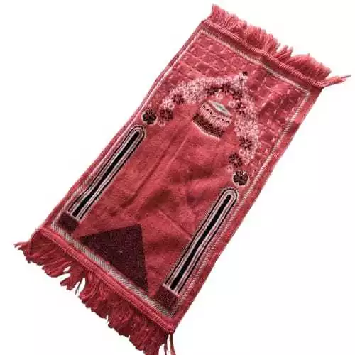 Sajadah Muka Mini Persegi Corak Timbul Velvet Solat Tarawih lebaran — 5