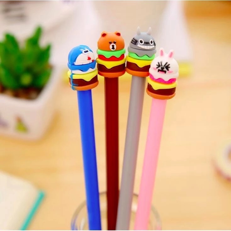 Pulpen Gel Karakter Kartun Jepang Hamburger Line Brown Doraemon — 3