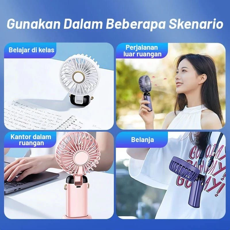 Kipas Angin Lipat LED Display Portable Mini Handheld 5 Speed Level Type C — 10